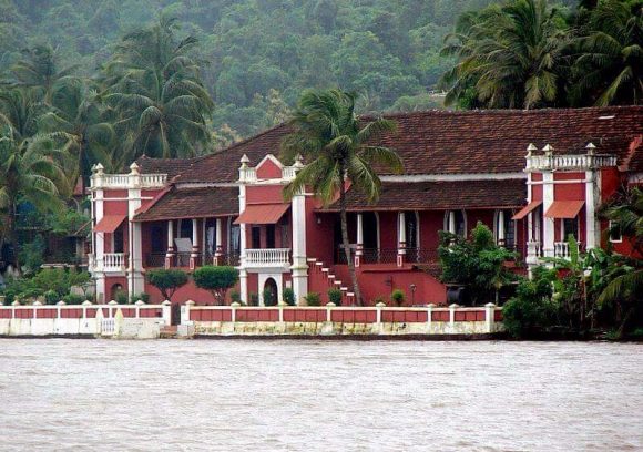 Old Goan Houses in Ribandar Sightseeing from a Yacht in Goa