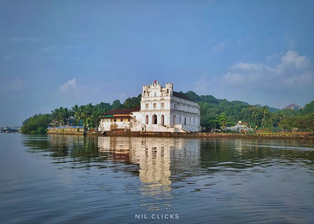 Penha de Franca Church Sightseeing from a Yacht in Goa