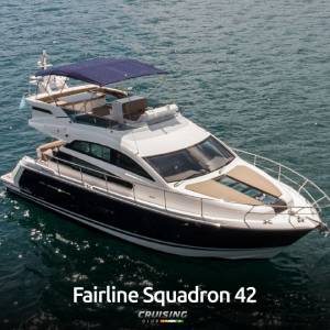 Fairline Squadron 42 Private Yacht for hire in Goa. Book this yacht today for your special event.