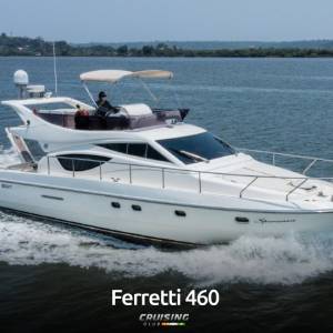 Ferretti 460 Private Yacht for hire in Goa. Book this yacht today for your special event.